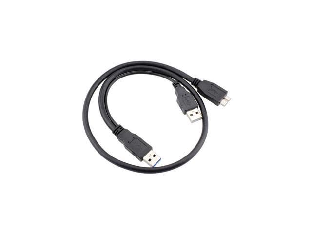 BUCIER Dual USB3.0 A Male to Micro USB 3.0 Y cable with Extra Power for Mobile HDD 0.5M