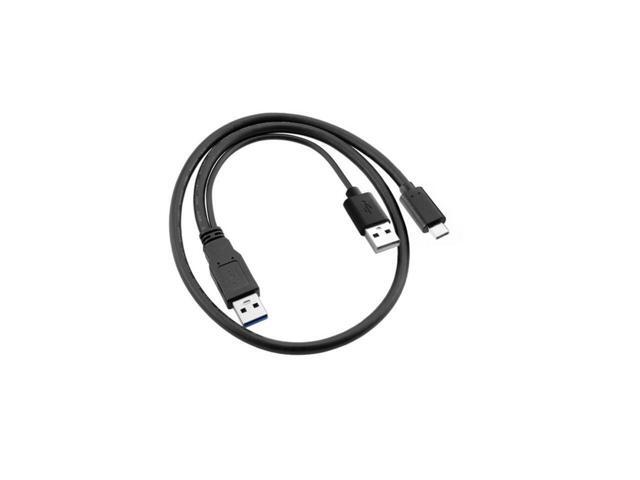 BUCIER Type-C USB-C to USB 3.0 Male & USB 2.0 Dual Power Data Y Cable for Laptop & Hard Disk 60cm