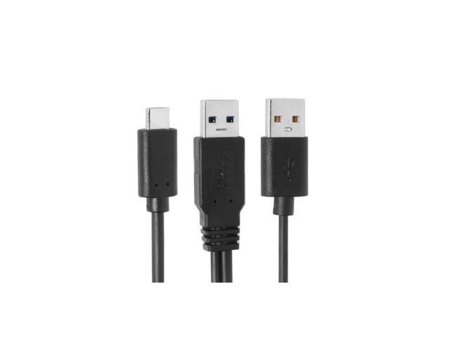 BUCIER Type-C USB-C to USB 3.0 Male & USB 2.0 Dual Power Data Y Cable for Laptop & Hard Disk 60cm