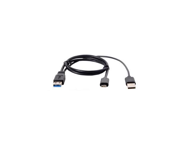 BUCIER Type-C USB-C to USB 3.0 Male & USB 2.0 Dual Power Data Y Cable for Laptop & Hard Disk 60cm