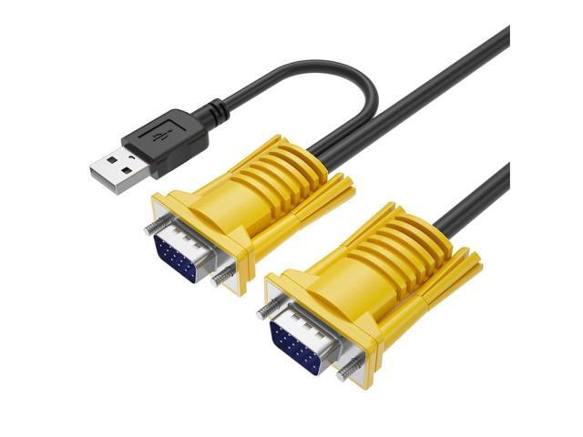 BUCIER VGA KVM Cable 5ft, USB VGA 2in1 KVM Cable for VGA KVM Switch (2pack, 1.5m)