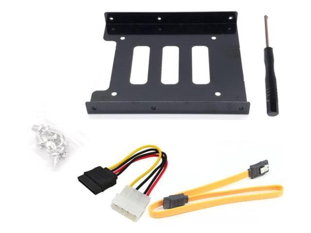 BUCIER 2.5 to 3.5 Inch Hard Disk Metal Bracket Adapter HDD Holder with IDE 4P Male to SATA 15 Pin Cable SATA 3.0 Cable for Desktop PCSSD Server...