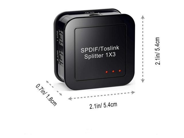 BUCIER SPDIF/Toslink Digital Optical Audio Splitter 1x3, Optical Audio 1X3 Splitter, Support Dolby Digital & DTS 5.1 for PS3, Xbox, Blue-Ray DVD,...