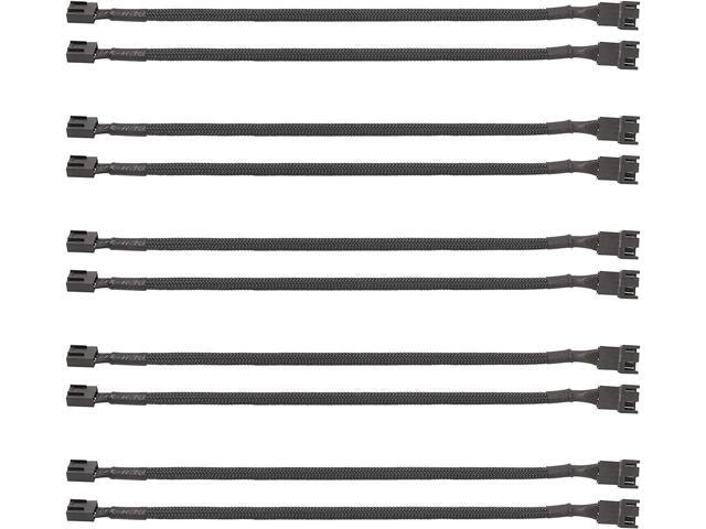 BUCIER PWM Fan Extension Cable - 10.5 inch PC Fan Extension Cable, Durable, Black Braided Nylon Case Fan Extension Cable (10 Pack)