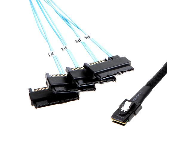 BUCIER 100CM Mini SAS Cable SFF 8087 36pin to SFF 8482 Hard Disk and Power x4 SAS