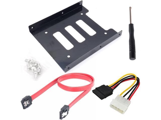 BUCIER 2.5 to 3.5 Inch Hard Disk Metal Bracket Adapter HDD Holder with IDE 4P Male to SATA 15 Pin Cable SATA 3.0 Cable for Desktop PCSSD Server (Red)