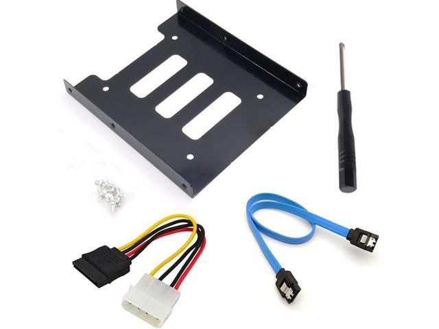 BUCIER 2.5 to 3.5 Inch Hard Disk Metal Bracket Adapter HDD Holder with IDE 4P Male to SATA 15 Pin Cable SATA 3.0 Cable for Desktop PCSSD Server (Blue)