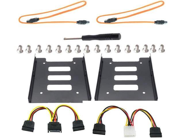 BUCIER 2Pack SSD Mounting Bracket 2.5 to 3.5 Adapter with SATA Cable and Power Splitter Cable,DIY 2.5' to 3.5' Internal SSD/HDD Mounting Kit (Yellow)