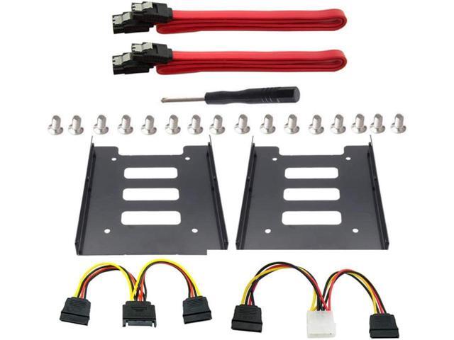 BUCIER 2Pack SSD Mounting Bracket 2.5 to 3.5 Adapter with SATA Cable and Power Splitter Cable,DIY 2.5' to 3.5' Internal SSD/HDD Mounting Kit (Red)