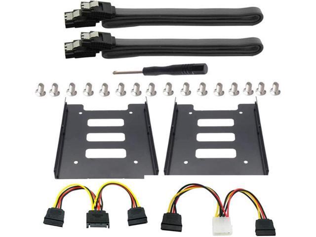 BUCIER 2Pack SSD Mounting Bracket 2.5 to 3.5 Adapter with SATA Cable and Power Splitter Cable,DIY 2.5' to 3.5' Internal SSD/HDD Mounting Kit (Black)