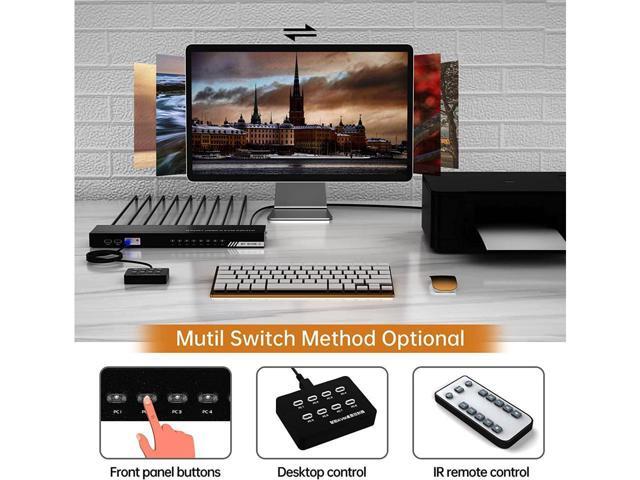 BUCIER KVM Switch HDMI 8 Port, Yinker 4K@30Hz USB HDMI Rack Mout KVM 8 in 1 Out w/9pack Cables 4 USB 2.0 Hubs Desktop Selector IR Remote Rack Mount...
