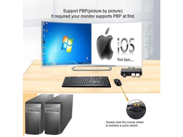 BUCIER Seamless USB 3.0 Sharing Switch Selector 4 Port 2 Computers Peripheral Switcher for PC, Printer, Scanner, Mouse, Keyboard with 2 Pack USB...