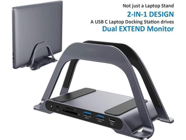 BUCIER Laptop Docking Station Dual Monitor, 10-in-1 Dual HDMI Monitor USB C Dock Stand with 2 HDMI, 3USB, SD/TF, USB C 87W Charging, RJ45 Ethernet,...
