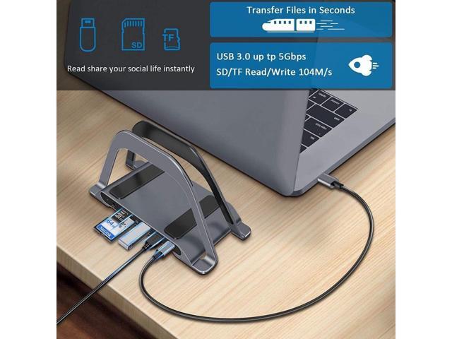 BUCIER Laptop Docking Station Dual Monitor, 10-in-1 Dual HDMI Monitor USB C Dock Stand with 2 HDMI, 3USB, SD/TF, USB C 87W Charging, RJ45 Ethernet,...