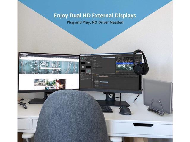 BUCIER Laptop Docking Station Dual Monitor, 10-in-1 Dual HDMI Monitor USB C Dock Stand with 2 HDMI, 3USB, SD/TF, USB C 87W Charging, RJ45 Ethernet,...
