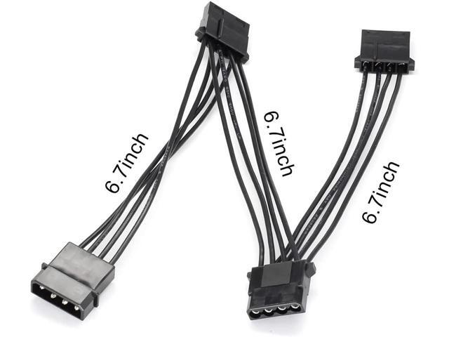 BUCIER Molex Splitter 4 Pin IDE Power Supply Extension Cable 1 to 3 Y Splitter 6.7 inch