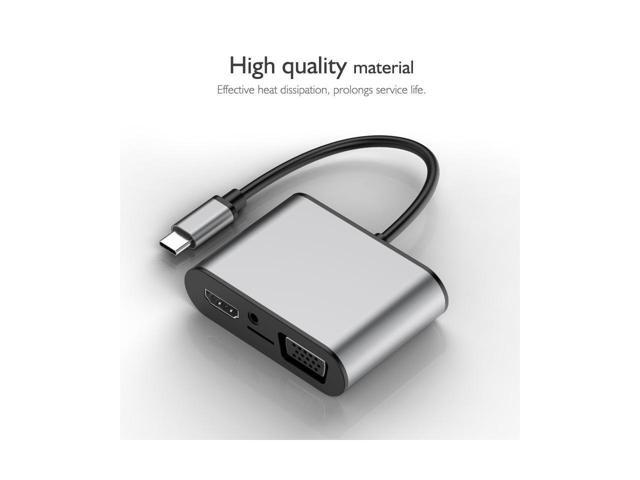 BUCIER 8 in 1 USB-C / Type-C to 3 USB 3.0 + USB-C / Type-C + HDMI + VGA Interfaces HUB Adapter with Micro SD Card Slot & 3.5mm AUX
