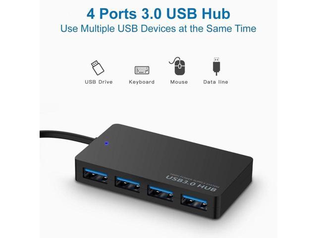 BUCIER 4-Port USB 3.0 Data Hub Compatible with MacBook Mac Pro/Mini iMac Surface Pro XPS Notebook PC USB Flash Drives Mobile HDD