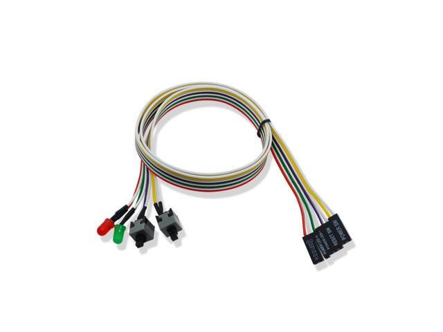 BUCIER PC Power Switch Cable with LED Light Desktop Computer Case Re-starting Button Power Supply Reset HDD Switch Lead(Double Switch)