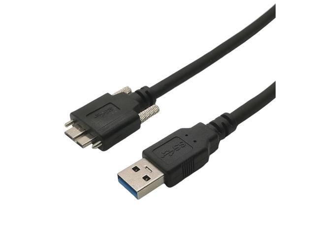 BUCIER 5Gbps Micro B USB 3.0 Micro B Cable Wire With Panel Mount Screw Lock Connector Cord Prevent Come off 0.6m