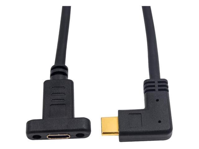 BUCIER 90 Degree USB C Male to Female Extension Cable 2feet/60cm, Right Angled USB 3.1 Type C Extender Charging & Sync Cable with Panel Mount Screw...