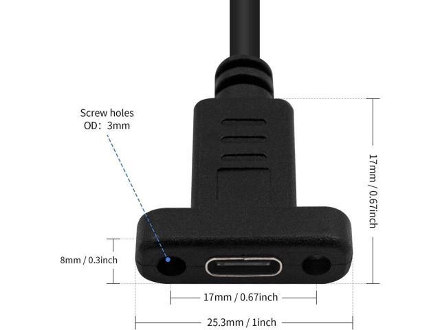 BUCIER 90 Degree USB C Male to Female Extension Cable 2feet/60cm, Right Angled USB 3.1 Type C Extender Charging & Sync Cable with Panel Mount Screw...