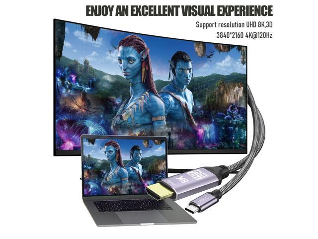 BUCIER USB-C USB3.1 to HDMI 2.1 8K Cable 7680x4320 8K@30Hz 4K@120Hz UHD HDR High Speed 48Gbps Thunderbolt 3 Compatible for HDTVs Projectors and...