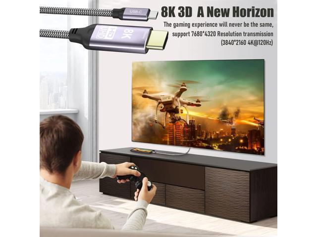 BUCIER USB-C USB3.1 to HDMI 2.1 8K Cable 7680x4320 8K@30Hz 4K@120Hz UHD HDR High Speed 48Gbps Thunderbolt 3 Compatible for HDTVs Projectors and...