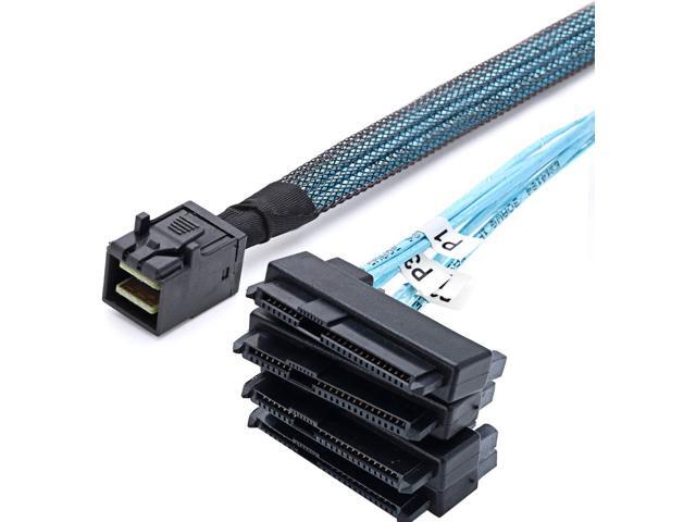 BUCIER SFF-8643 Internal Mini SAS HD to (4) 29pin SFF-8482 connectors with SAS 15pin Power Port 12GB/S Cable (1M)