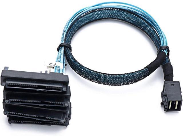 BUCIER SFF-8643 Internal Mini SAS HD to (4) 29pin SFF-8482 connectors with SAS 15pin Power Port 12GB/S Cable (1M)