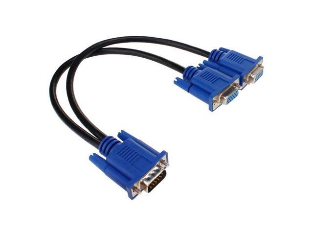BUCIER VGA Monitor Y-Splitter Cable,VGA 1 Male to Dual 2 VGA Female Adapter Converter Video Cable for Screen Duplication - 1 Foot