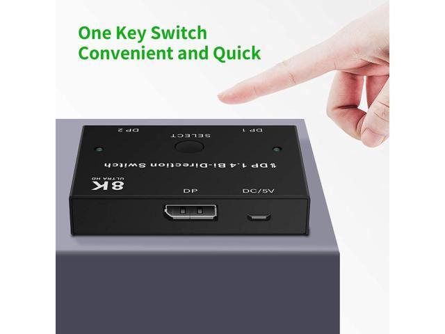 BUCIER Displayport Switch Bi-Directional DP 1.4 Switcher, 8K@30Hz 4K@120Hz 2K@144Hz DisplayPort 1.4 Switcher Converter 2X1 or 1X2 for Multiple...