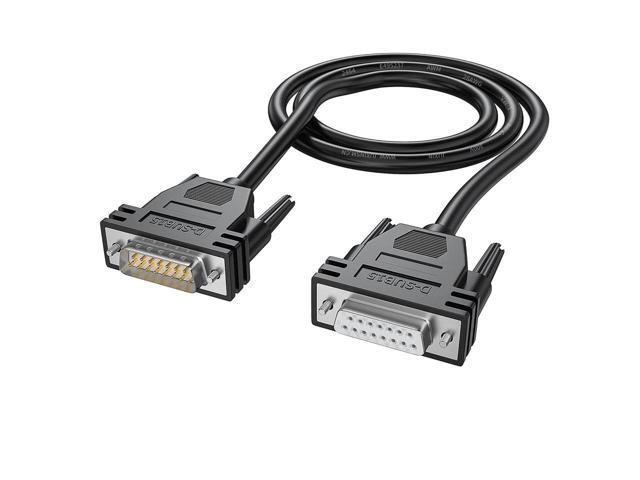 BUCIER Db15 Male To Female Extension Cable 5Ft Cord Black 26Awg Tinned Copper Wire Core D-Sub 15Pin Shielded Cable Soliconnector (5Feet /1.5M, Male...