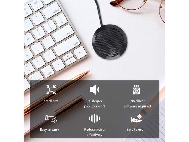 BUCIER Conference Microphone USB, Omnidirectional Condenser Boundary Microphone USB Plug Stereo Desktop Mic Surface Mounted Mic for...