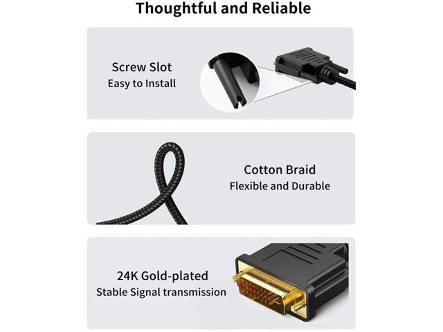 BUCIER DVI to HDMI Cable, 5ft 4K HDMI to DVI-D Bi Directional Adapter, HDMI to DVI-D 24+1, Support 1080P HD for Raspberry Pi, Roku, Xbox One, PS5,...
