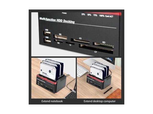 BUCIER External Triple SATA IDE HDD Docking Station 2.5''/3.5''Hard Drive Card Reader