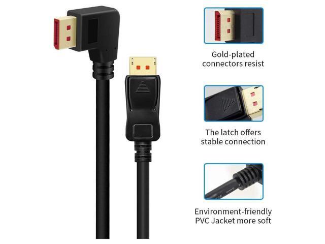 BUCIER Right Angle Displayport 1.4 Cable Left Angled Displayport Cable, 90-Degree Angled Displayport Cable V1.4 6FT/1.8M up to 8K/60Hz, 4K/144Hz...