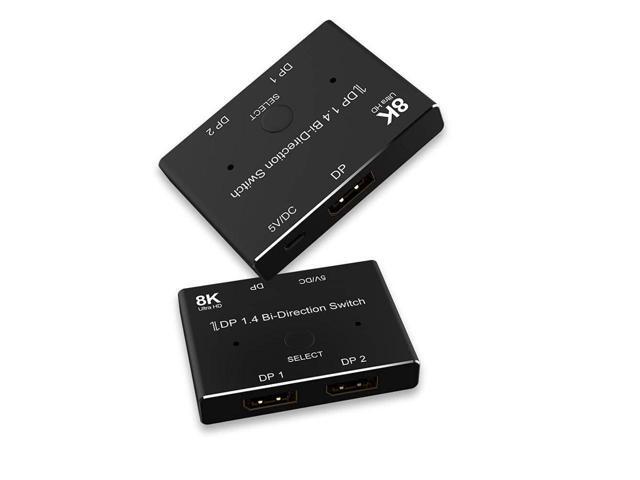 BUCIER DisplayPort Switch 8K Splitter Bidirectional DP 1.4 Switcher 2 in 1 Out/1 in 2 Out Supports 8K@30Hz 4K@120Hz Compatible with PC Host Monitor...