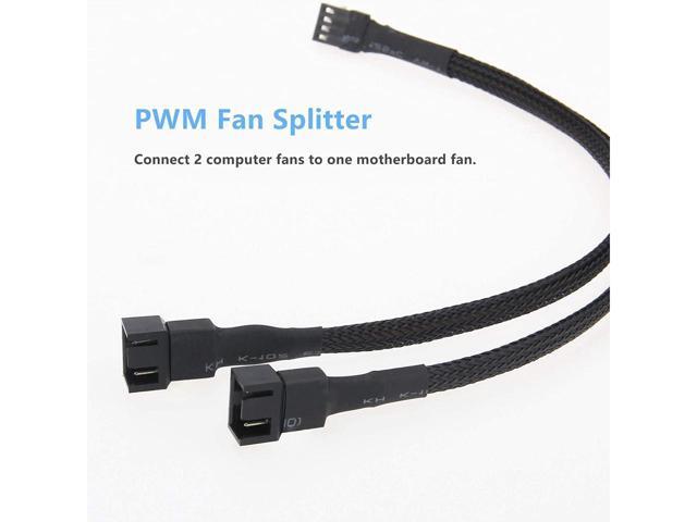 BUCIER Fan Splitter, 3 Pack 4 Pin PWM Fan Splitter Cable 2 Way Sleeved Braided Extension Power Cable 1 to 2 Converter for PC Matherboard, Desktop...