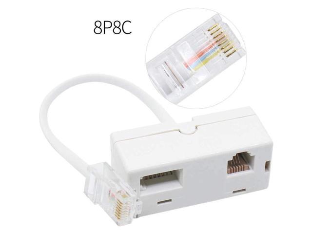 BUCIER 2 PACK RJ45 to BT RJ11 Secondary Telephone Splitter 2 Way Female to Male Adapter Converter Line Cables Telephone Plug Socket Connector...