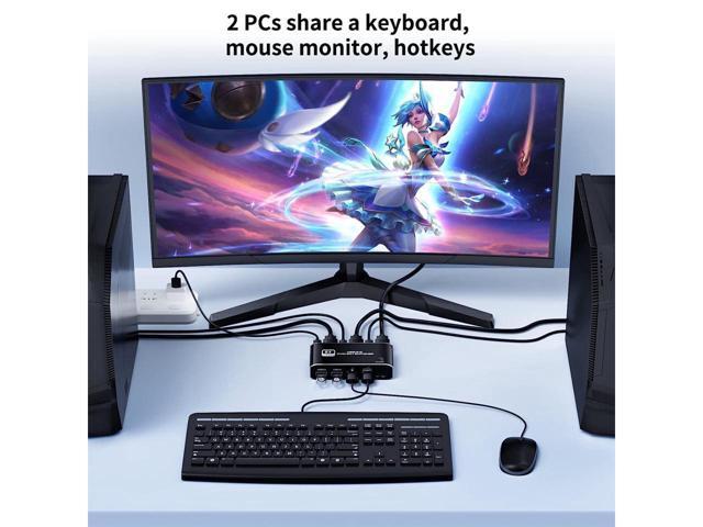 BUCIER USB HDMI 2.1 KVM Switch 4K 120Hz, 8K Dual-Port USB 3.0 HDMI 2.1 KVM Switch, USB-C HDMI KVM Switcher with Keyboard Shortcut Hotkey Switching...