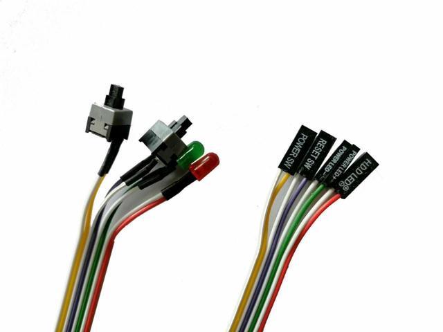 BUCIER 65cm PC Case Motherboard 2x ATX Power Switch Reset Button ON/OFF Cable w/ 2x LED