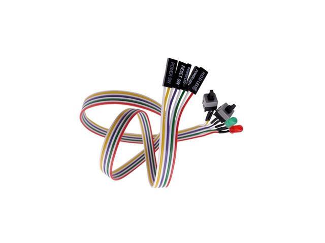 BUCIER 65cm PC Case Motherboard 2x ATX Power Switch Reset Button ON/OFF Cable w/ 2x LED