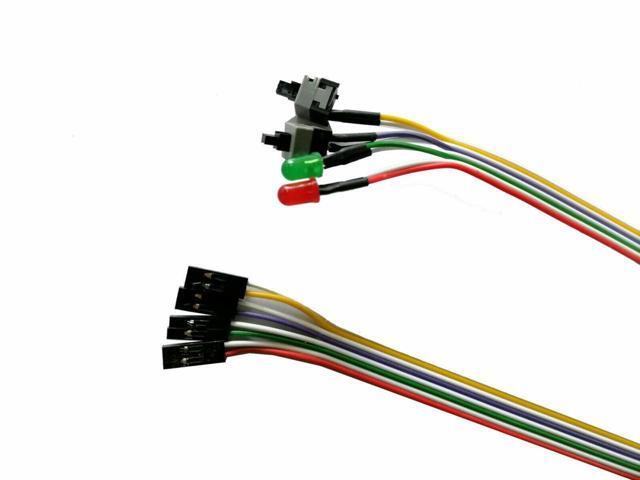 BUCIER 65cm PC Case Motherboard 2x ATX Power Switch Reset Button ON/OFF Cable w/ 2x LED