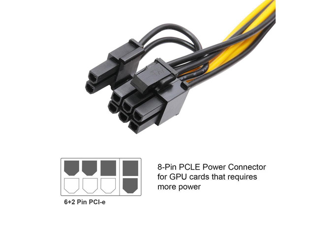BUCIER 2Pack PCI-E 8-Pin Male to Dual 8-Pin (6+2) Male PCI Express Power Adapter Cable for Power Supply Cable Graphics Video Card 8Pin Splitter