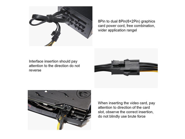 BUCIER 2Pack PCI-E 8-Pin Male to Dual 8-Pin (6+2) Male PCI Express Power Adapter Cable for Power Supply Cable Graphics Video Card 8Pin Splitter
