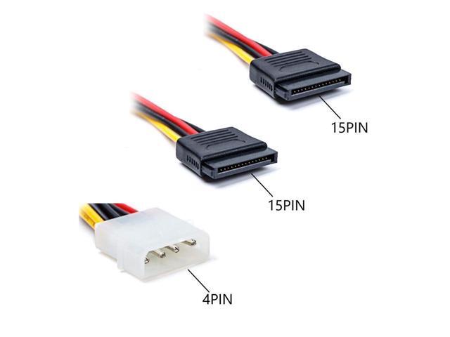 BUCIER 5pcs 4 Pin Molex to 2×15 Pin SATA Power Y-Cable Adapter for IDE 8 Inches