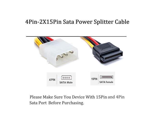 BUCIER 5pcs 4 Pin Molex to 2×15 Pin SATA Power Y-Cable Adapter for IDE 8 Inches