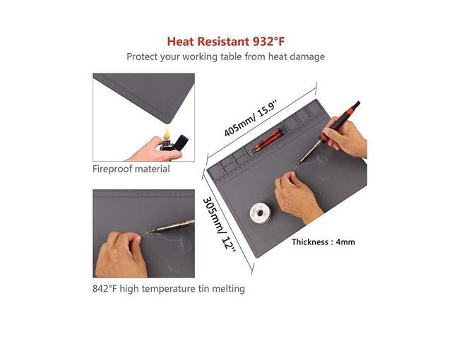 BUCIER Anti-Static Mat ESD Safe for Electronic Includes ESD Wristband and Grounding Wire, Silicone Soldering Repair Mat 932°F Heat Resistant for...