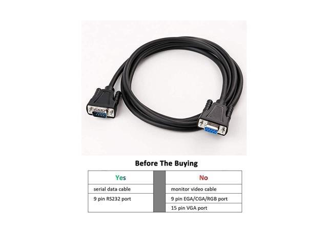 BUCIER DB9 RS232 Serial Cable Male to Female Extension Null Modem Cord Cross TXRX line for Data Communication 6 Feet Black